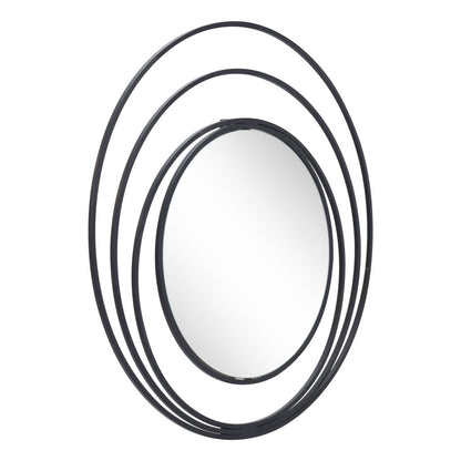 32" Black Oval Steel Framed Accent Mirror