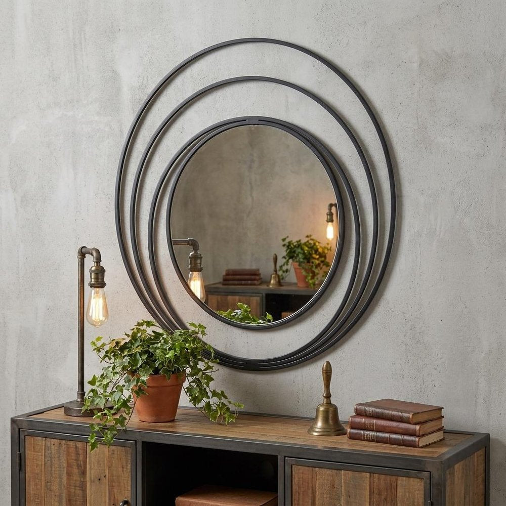 32" Black Oval Steel Framed Accent Mirror HomeRoots