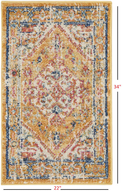 2' X 3' Yellow And Ivory Dhurrie Area Rug