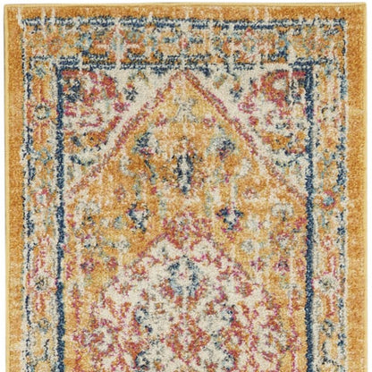 2' X 3' Yellow And Ivory Dhurrie Area Rug