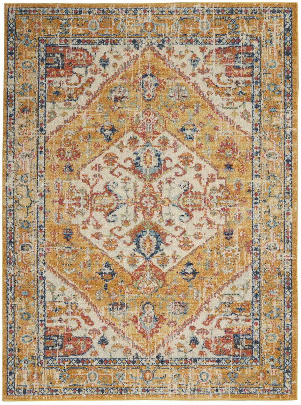 2' X 3' Yellow And Ivory Dhurrie Area Rug