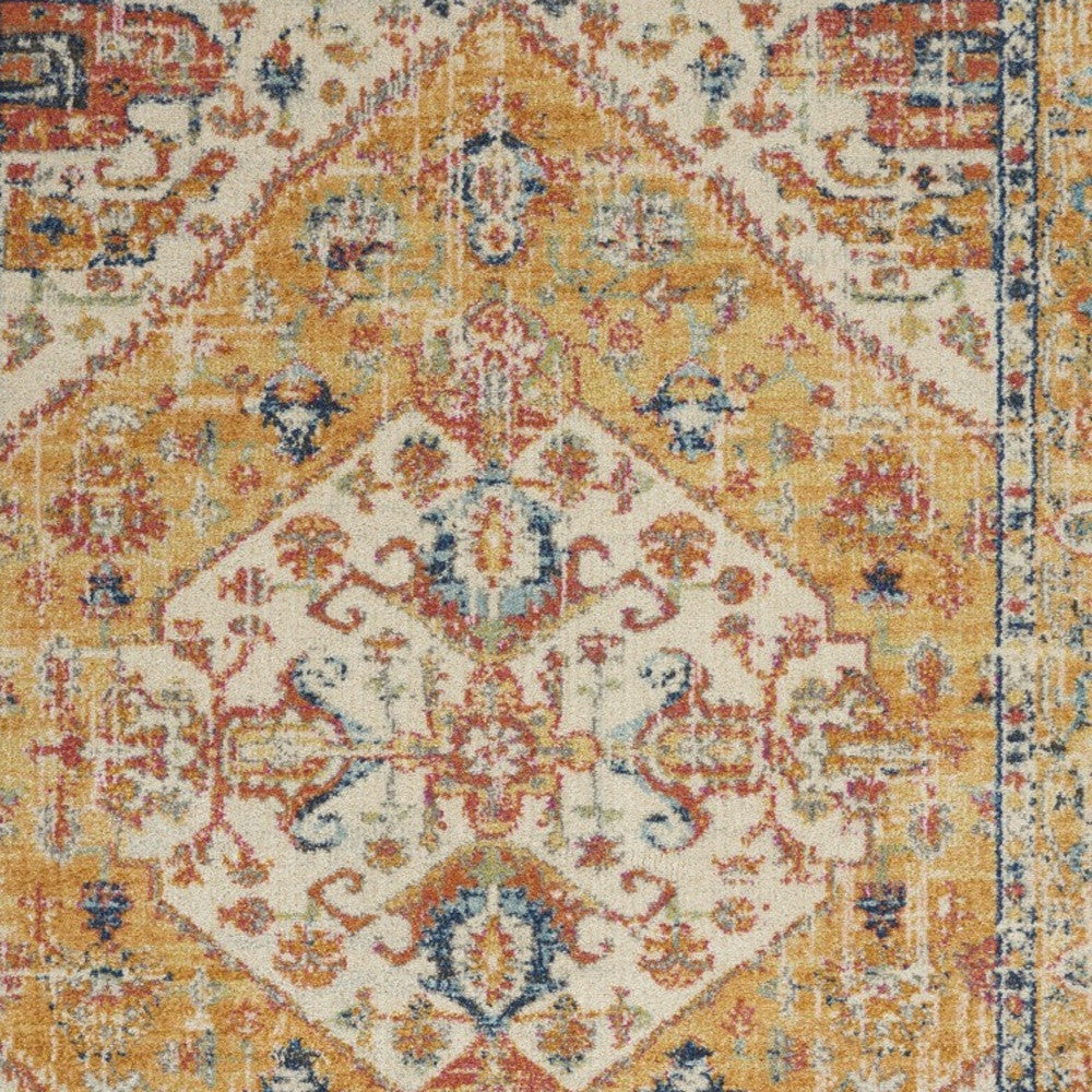 2' X 3' Yellow And Ivory Dhurrie Area Rug