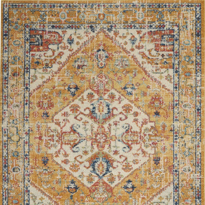 2' X 3' Yellow And Ivory Dhurrie Area Rug