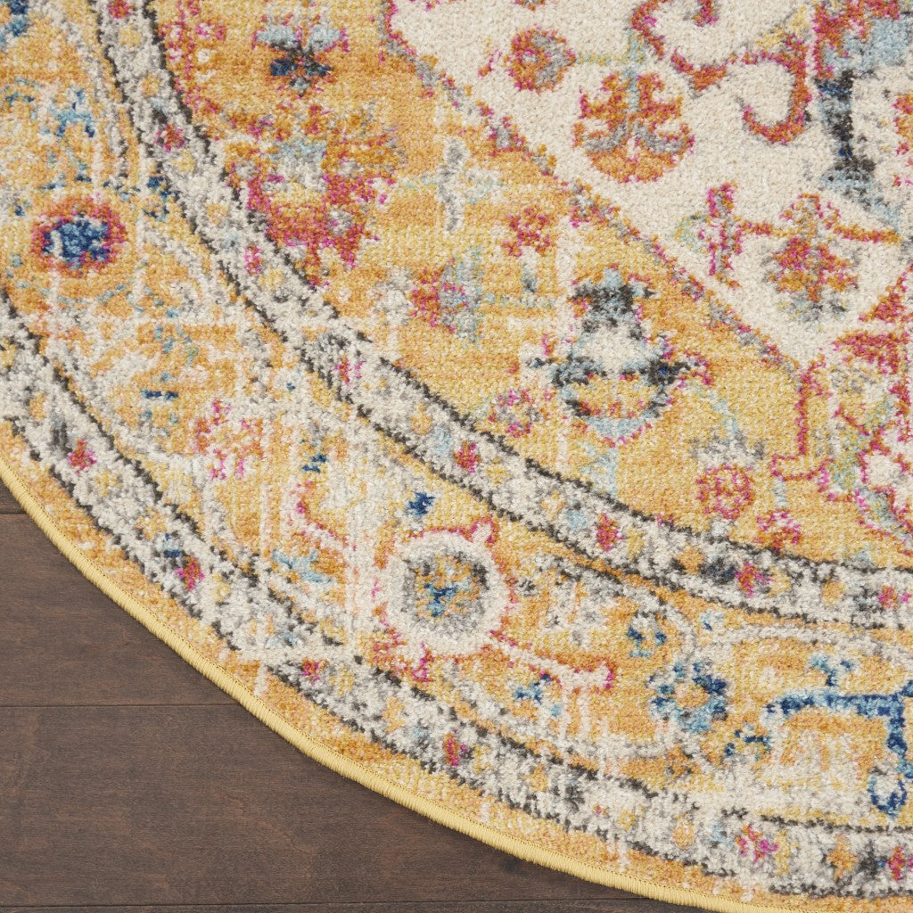 2' X 3' Yellow And Ivory Dhurrie Area Rug