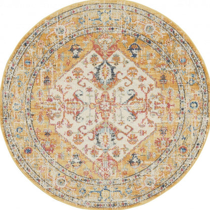 2' X 3' Yellow And Ivory Dhurrie Area Rug