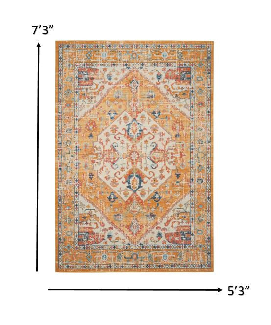 2' X 3' Yellow And Ivory Dhurrie Area Rug