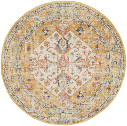 2' X 3' Yellow And Ivory Dhurrie Area Rug