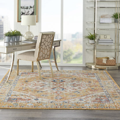 2' X 3' Yellow And Ivory Dhurrie Area Rug