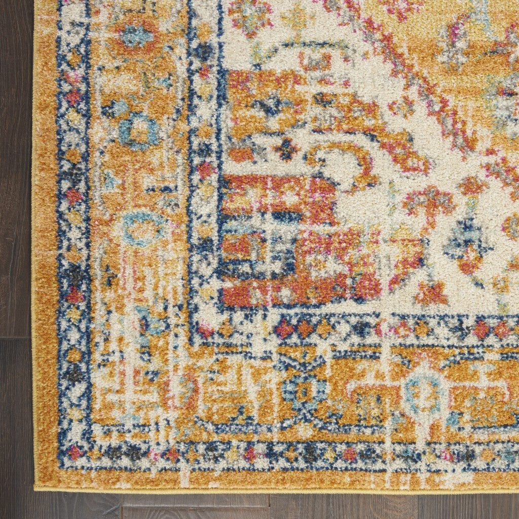 2' X 3' Yellow And Ivory Dhurrie Area Rug