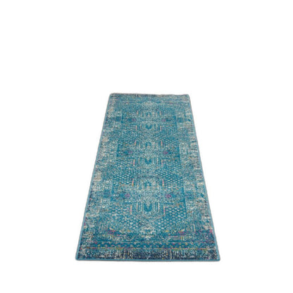 10' Blue Southwestern Power Loom Runner Rug - 26.0" (L) x 120.0" (W) x 0.28" (H)