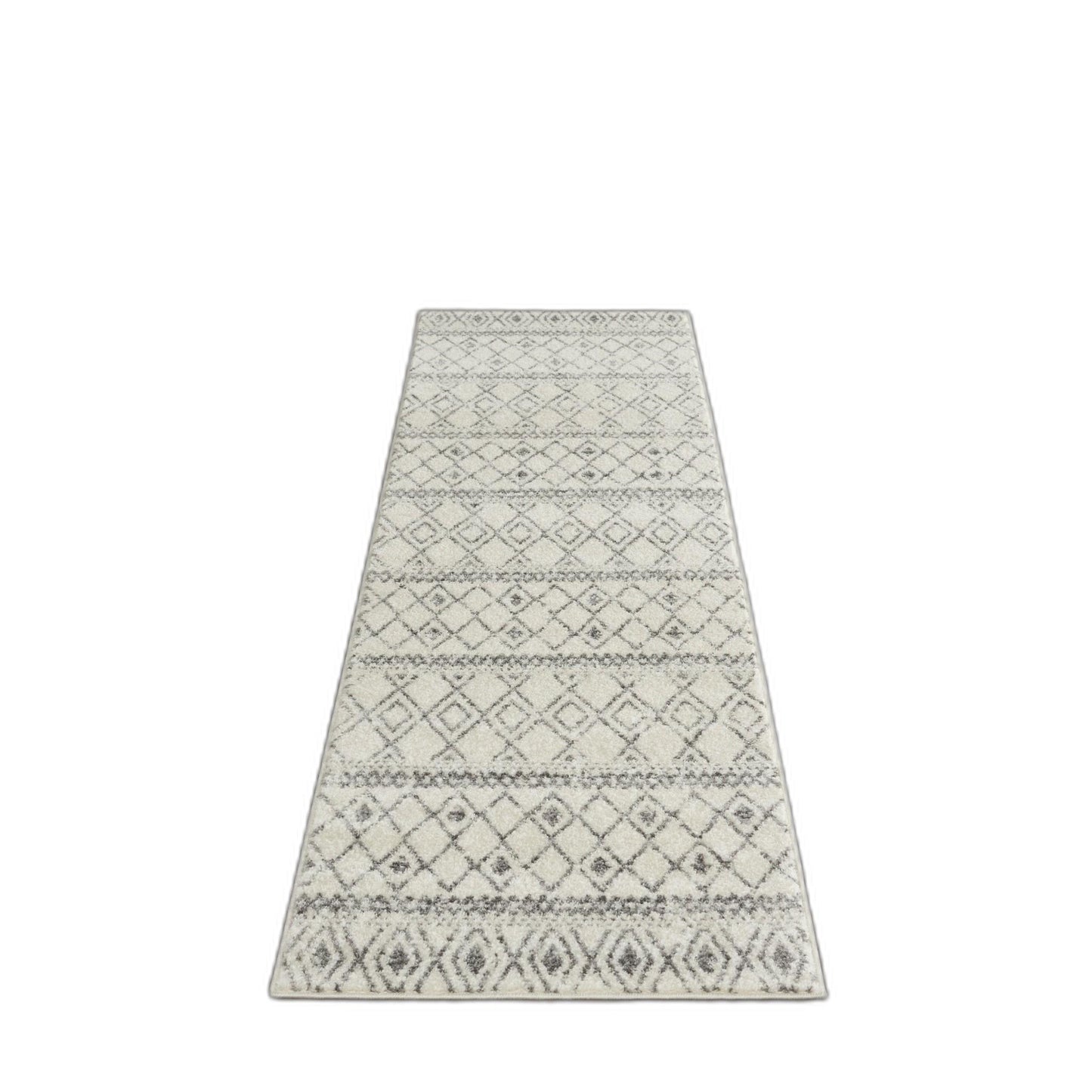 10' Gray Geometric Berber Power Loom Runner Rug - 32.0" (L) x 120.0" (W) x 0.8" (H)