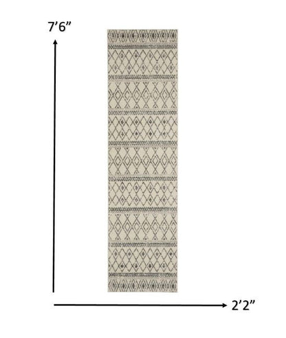 8' Gray Geometric Berber Power Loom Runner Rug - 26.0" (H) x 90.0" (W) x 1.0" (D)