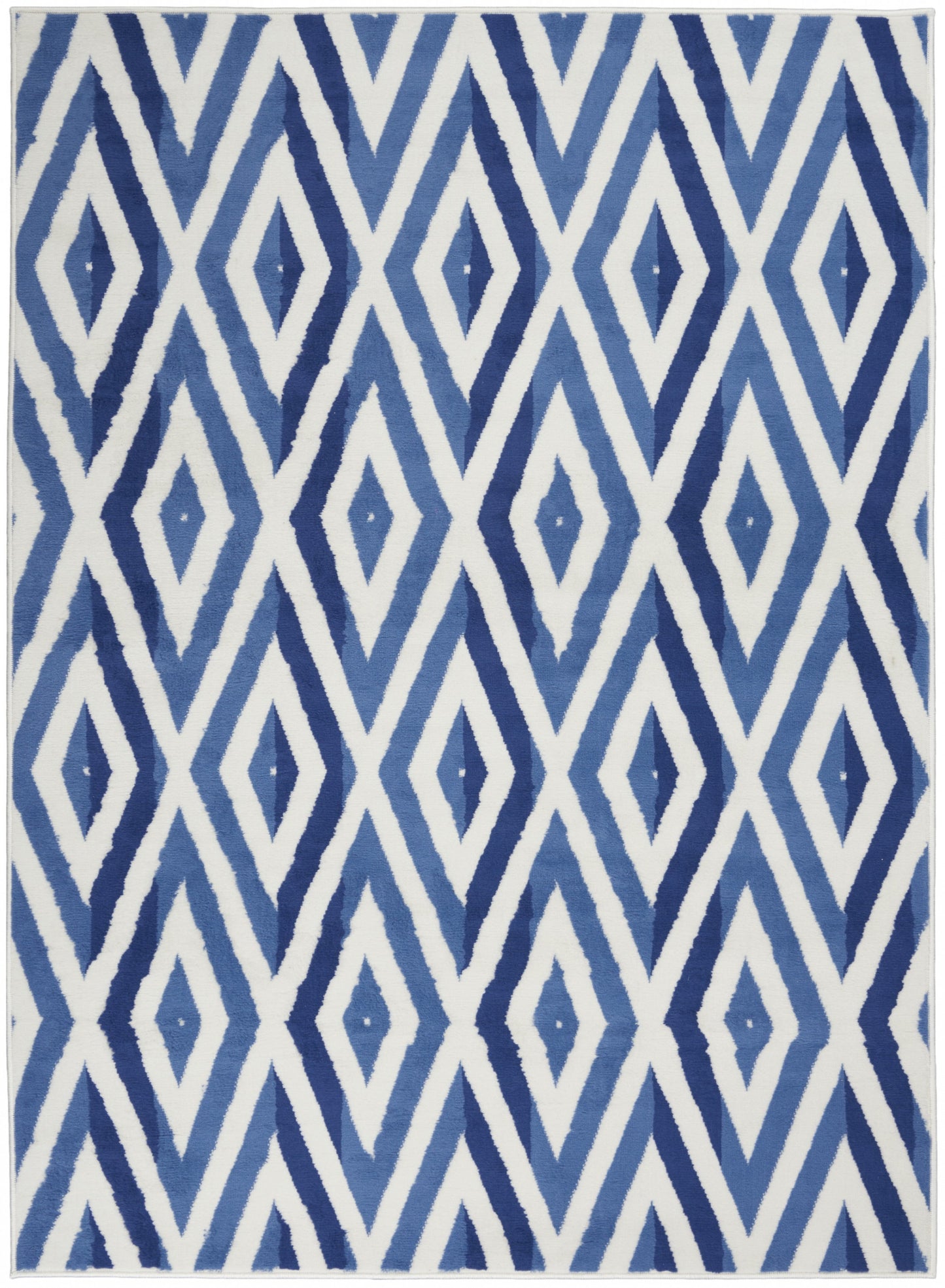 4' X 6' Blue And Ivory Geometric Dhurrie Area Rug