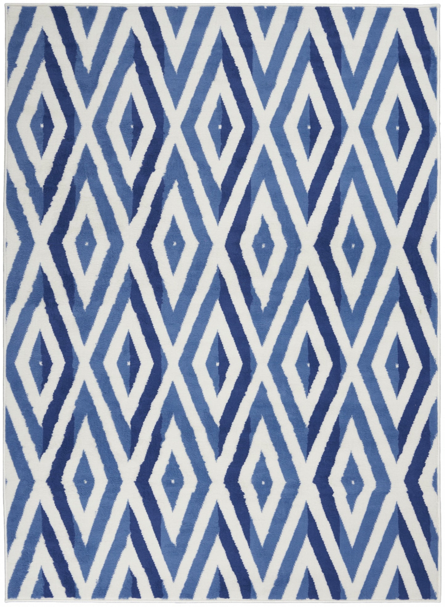 4' X 6' Blue And Ivory Geometric Dhurrie Area Rug