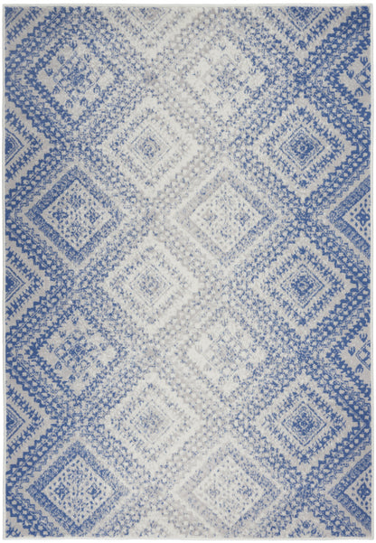 4' X 6' Light Blue Geometric Dhurrie Area Rug