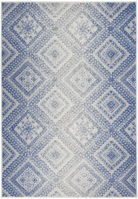 6' X 9' Light Blue Geometric Dhurrie Area Rug - 72.0" (H) x 108.0" (W) x 1.0" (D)