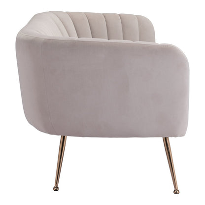 70" Beige Velvet Sofa With Gold Legs HomeRoots