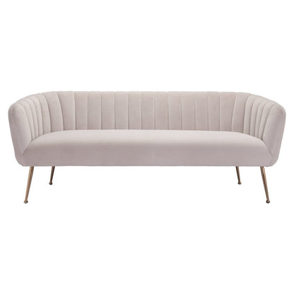 70" Beige Velvet Sofa With Gold Legs HomeRoots