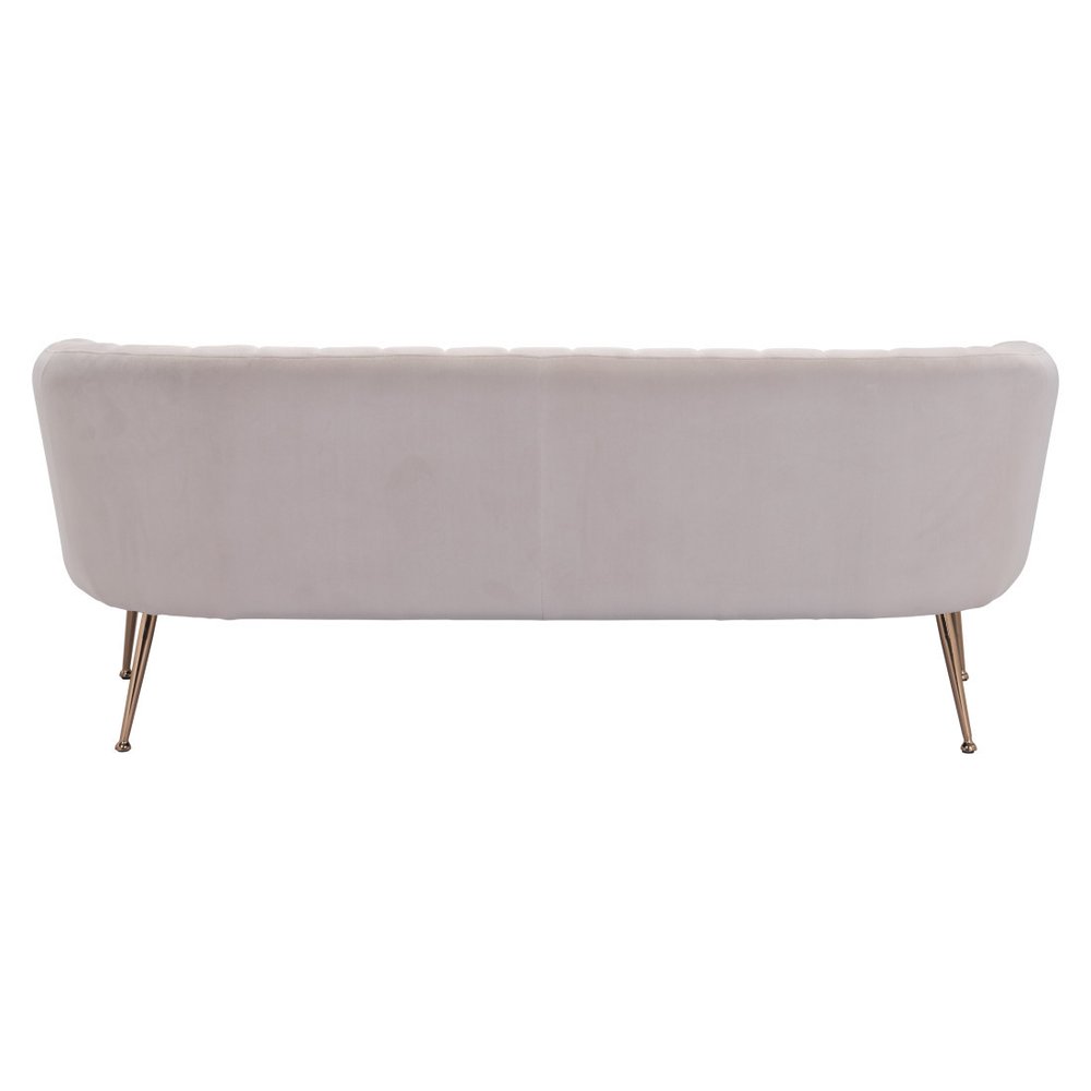 70" Beige Velvet Sofa With Gold Legs HomeRoots