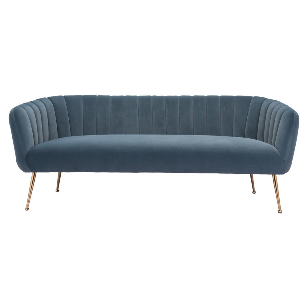 70" Gray Velvet Sofa With Gold Legs HomeRoots