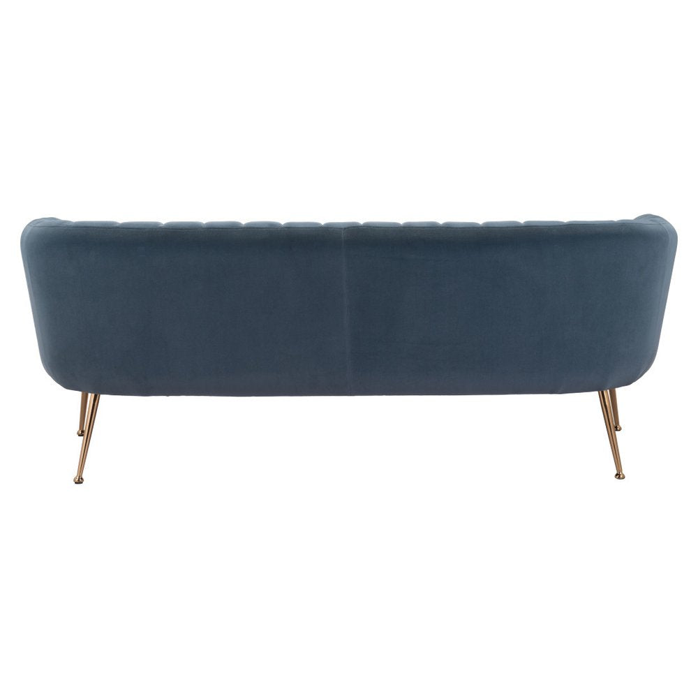 70" Gray Velvet Sofa With Gold Legs — view 6