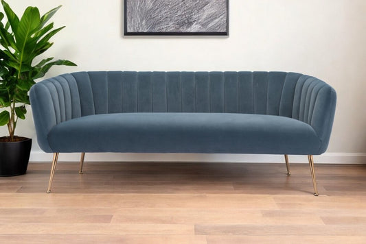 70" Gray Velvet Sofa With Gold Legs HomeRoots