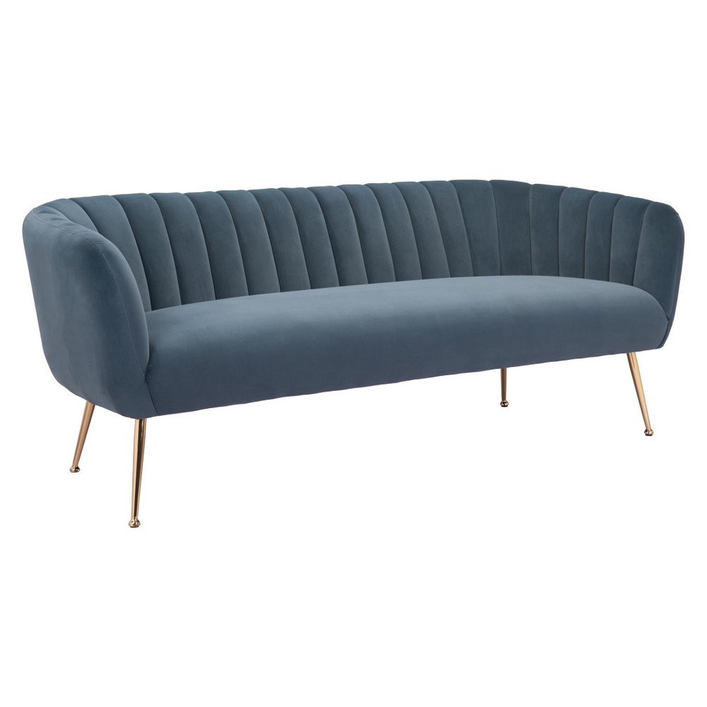 70" Gray Velvet Sofa With Gold Legs HomeRoots