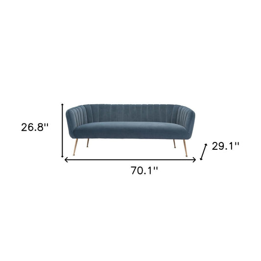 70" Gray Velvet Sofa With Gold Legs HomeRoots