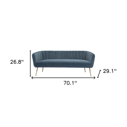70" Gray Velvet Sofa With Gold Legs HomeRoots