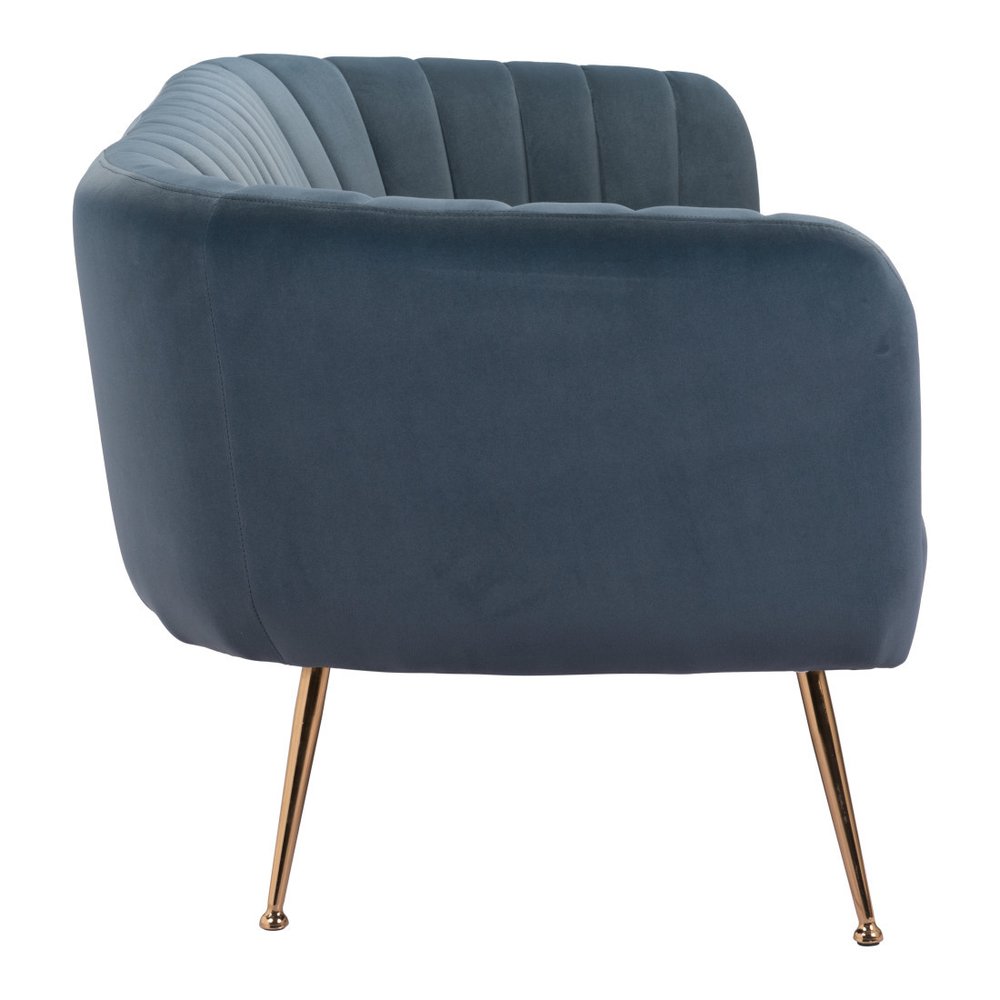 70" Gray Velvet Sofa With Gold Legs HomeRoots