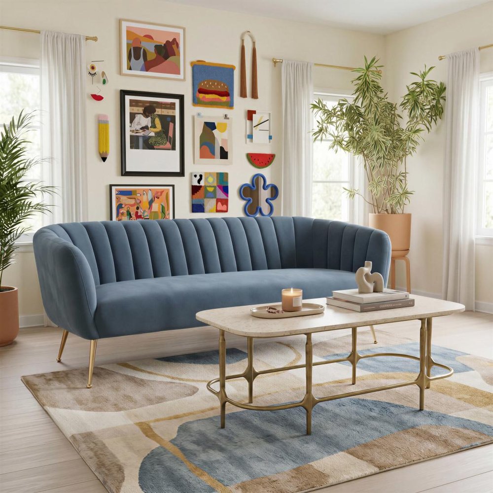 70" Gray Velvet Sofa With Gold Legs HomeRoots