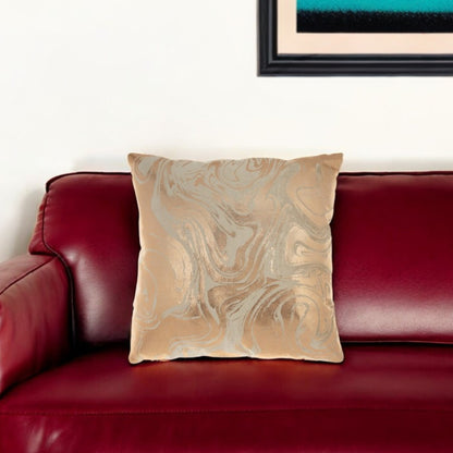 Pink Accent Throw Pillow With Rose Gold Swirl Design