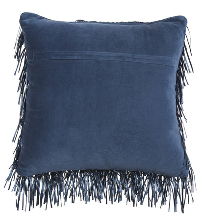 Unique Navy Blue Shag Accent Pillow