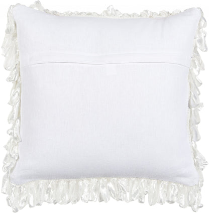 Shiny White Shaggy Throw Pillow