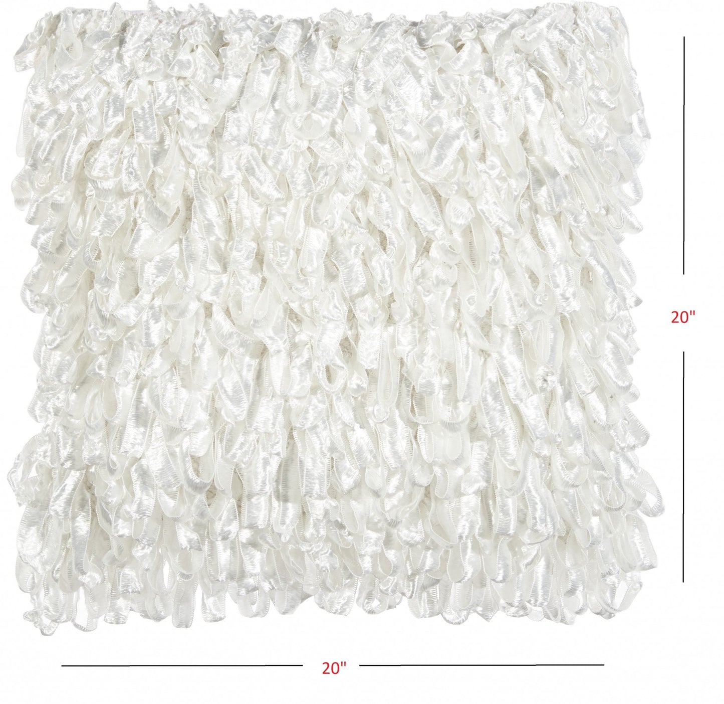 Shiny White Shaggy Throw Pillow