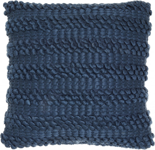 Xl Dark Blue Pom-Pom Detailed Throw Pillow