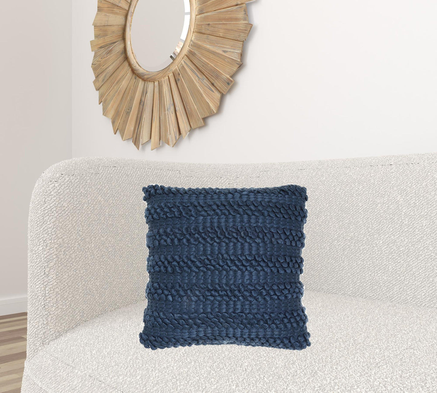 Xl Dark Blue Pom-Pom Detailed Throw Pillow