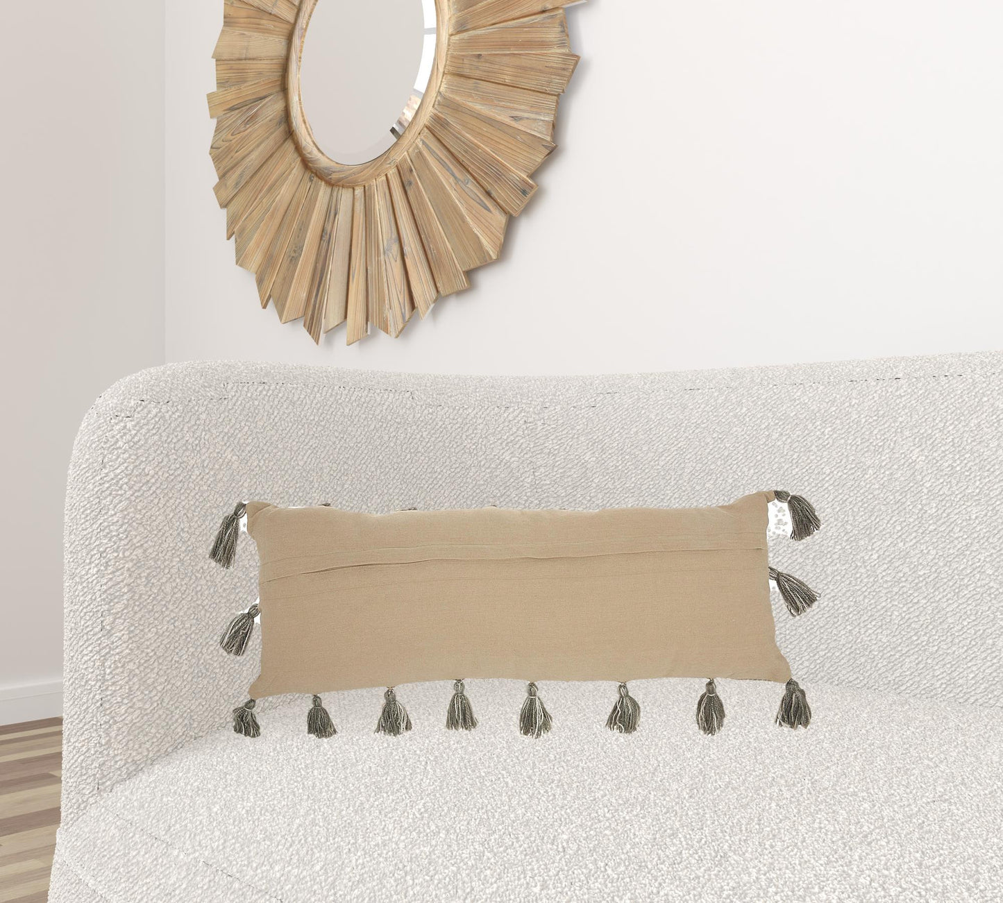 Gray Tasseled Lumbar Pillow