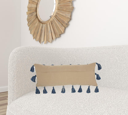 Royal Blue Tasseled Lumbar Pillow