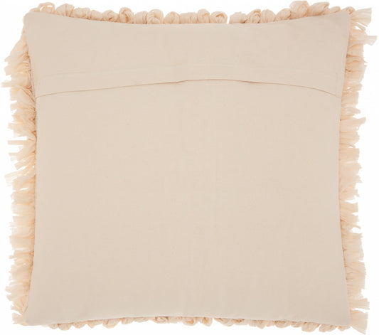 Loose Luscious Shag Beige Throw Pillow