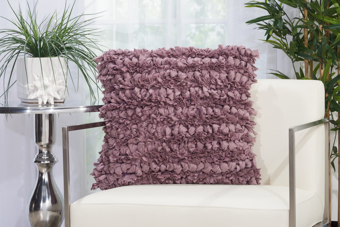 Loose Luscious Shag Purple Mauve Throw Pillow