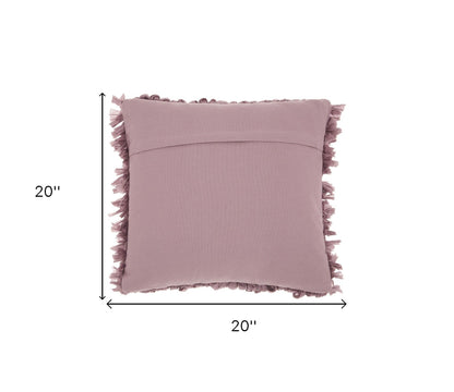 Loose Luscious Shag Purple Mauve Throw Pillow