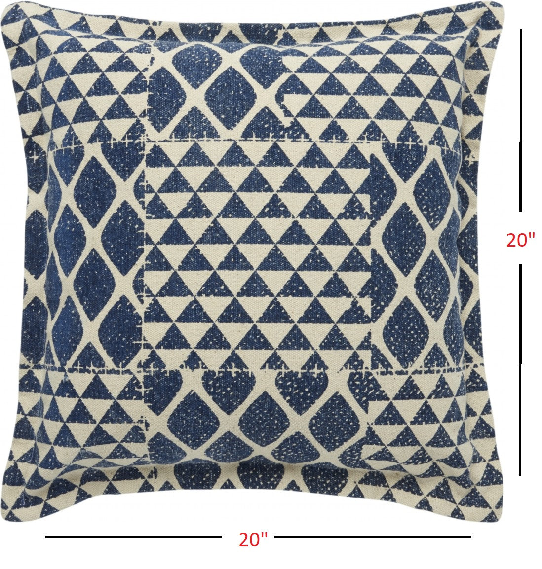 Indigo And Beige Patchwork Throw Pillow