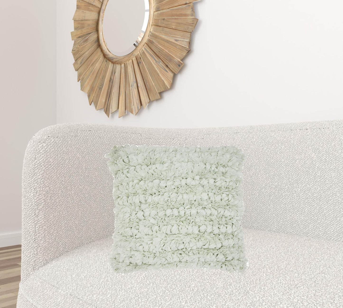 Loose Luscious Shag Pale Green Throw Pillow