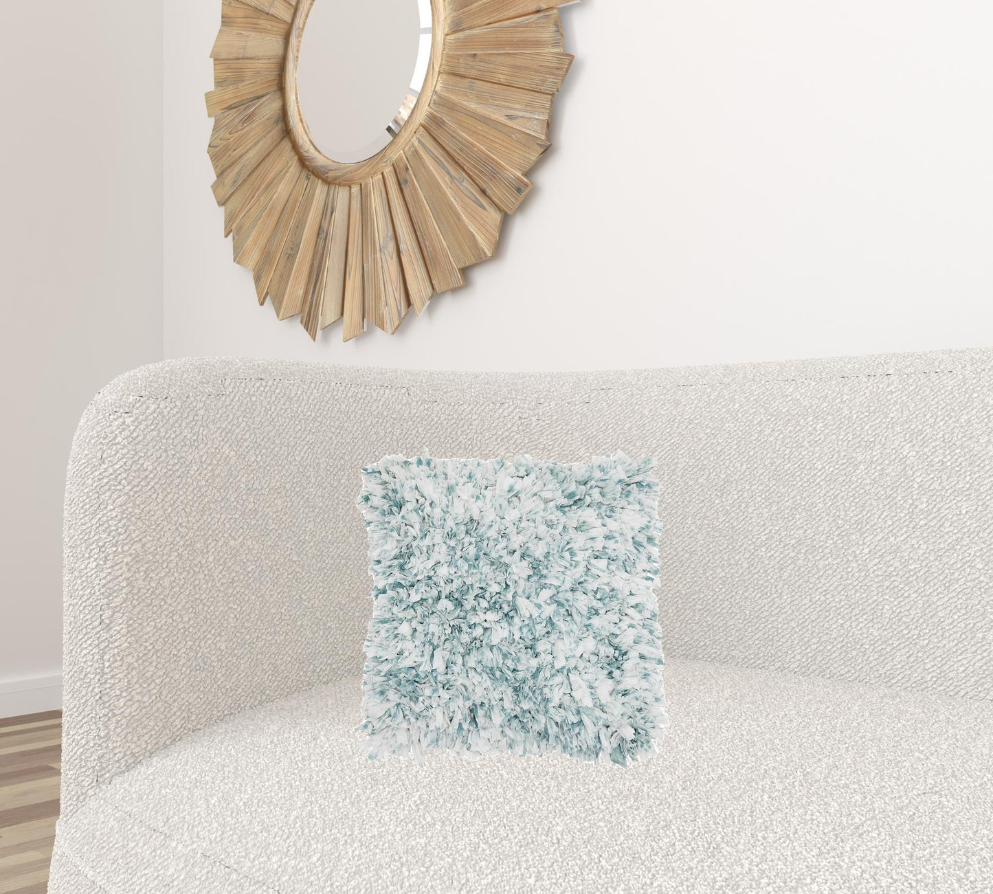 Shaggy Chic Teal And Ivory Throw Pillow