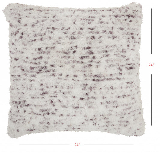 Soft Shaggy Purple And White Spotted Throw Pillow