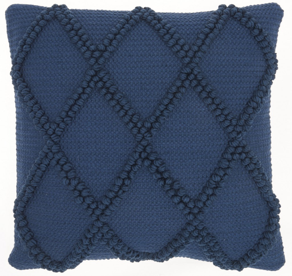Navy Blue Textured Lattice Throw Pillow FurniFindUSA
