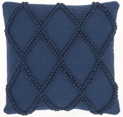 Navy Blue Textured Lattice Throw Pillow FurniFindUSA