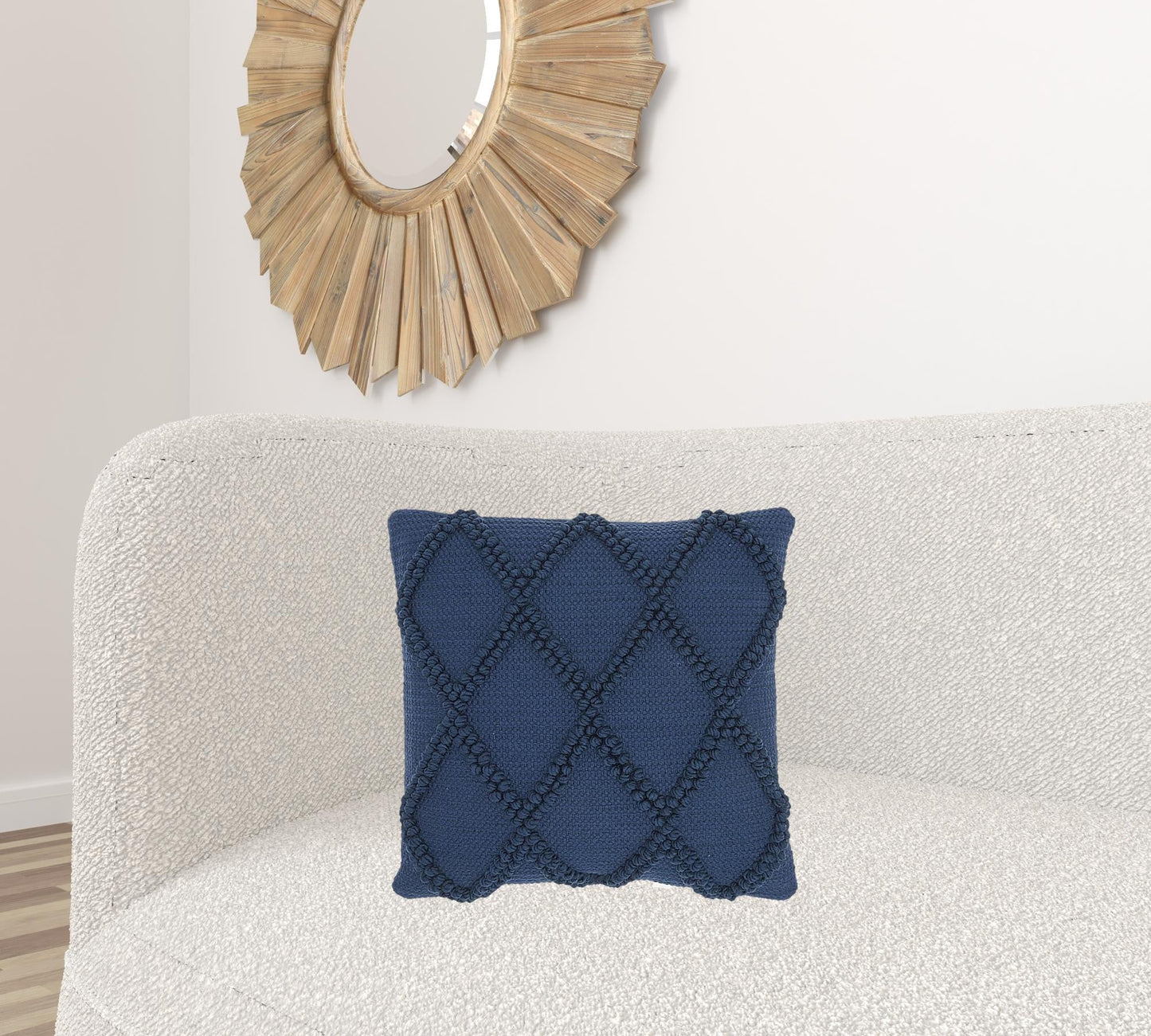 Navy Blue Textured Lattice Throw Pillow FurniFindUSA