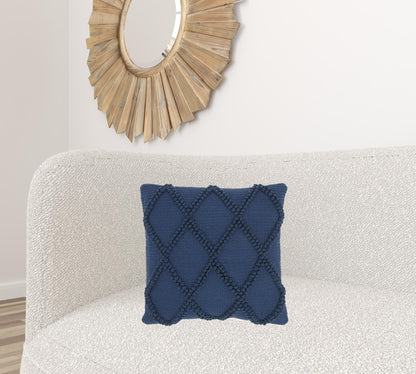 Navy Blue Textured Lattice Throw Pillow FurniFindUSA